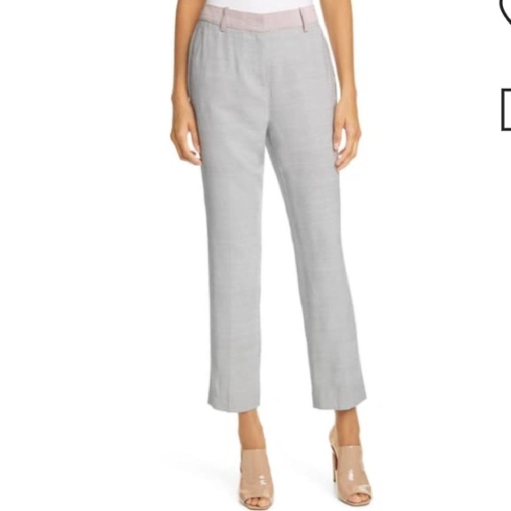 REBECCA TAYLOR SLUB LINEN BLEND TROUSERS IN ASH COMBO SZ 6